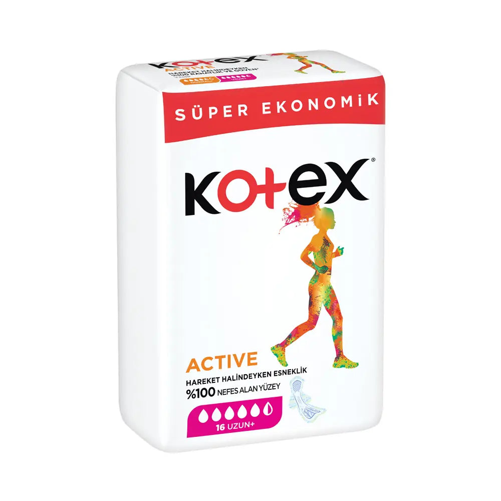 Kotex Active Quadro Long Pads for Leak Protection 16-Pack
