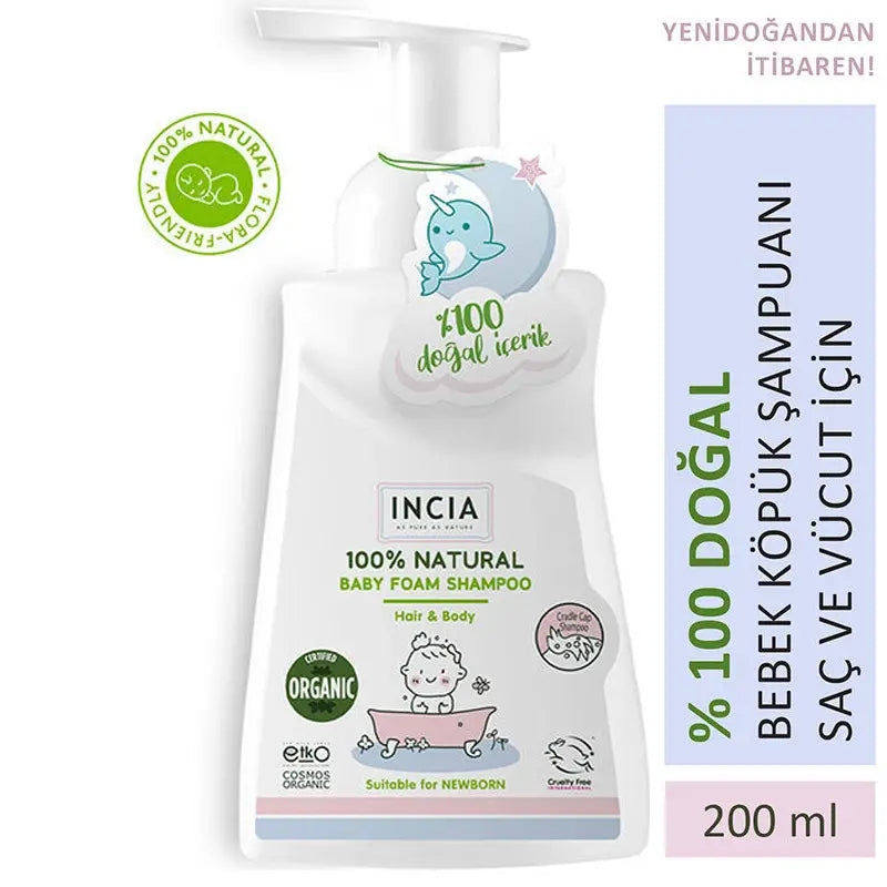 Incia Natural Baby Foam Shampoo for Cradle Cap 200ml