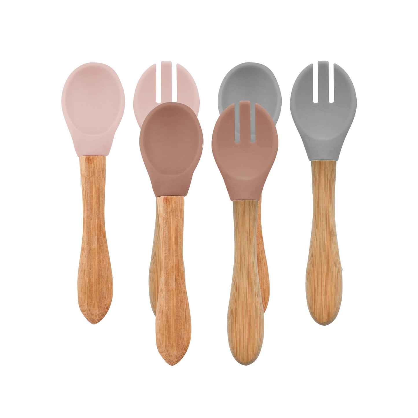 OiOi Eco-Friendly Silicone & Bamboo Baby Utensil Set - Safe, Durable & Sustainable for Infants