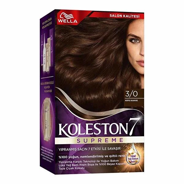 Wella Koleston Supreme Hair Dye 3/0 Dark Brown - Moisturizing, Long-Lasting Color