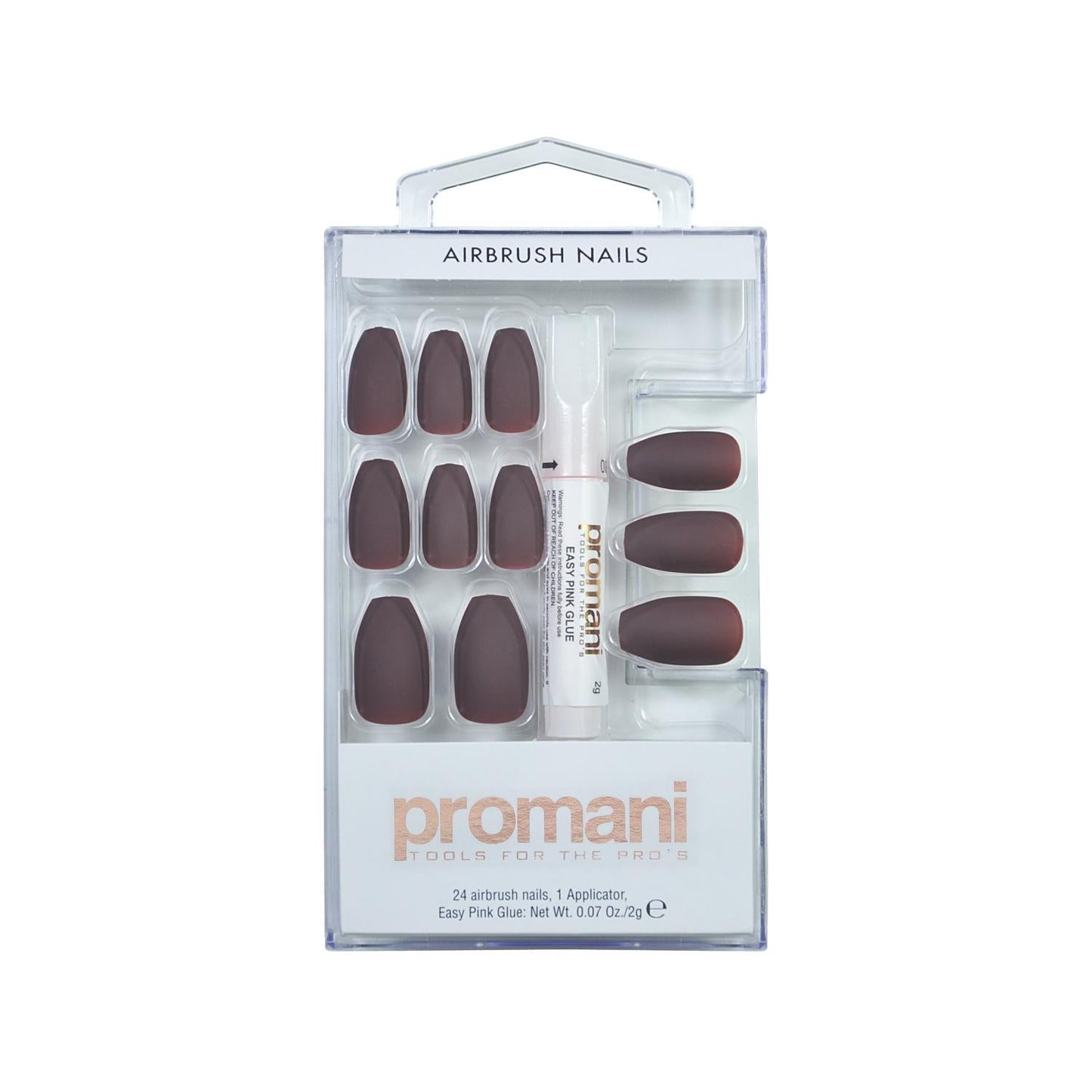 Promani Matte Dark Burgundy False Nails Kit: Easy Application, Professional Salon Look at Home