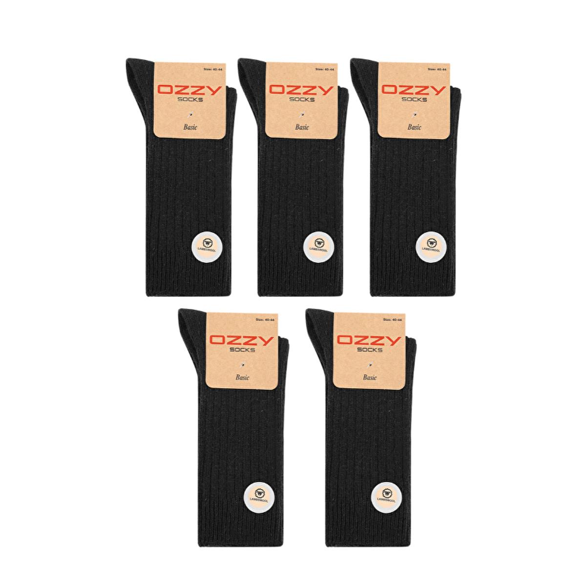Ozzy Socks Men's Woolen Socks 5-Pack - Warm, Durable Black Socks for Men - Sizes 40/44