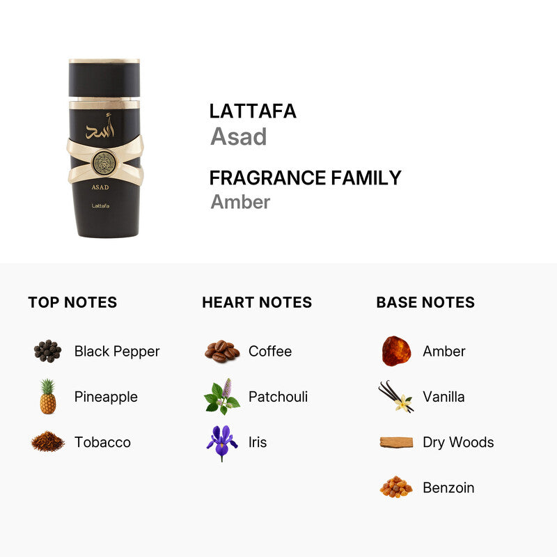 ok Lattafa Asad EDP Spray 3.4 oz Fragrances Men's