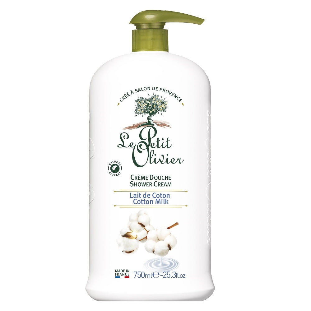 Le Petit Olivier Cotton Milk Shower Cream for Soft Skin 750ml