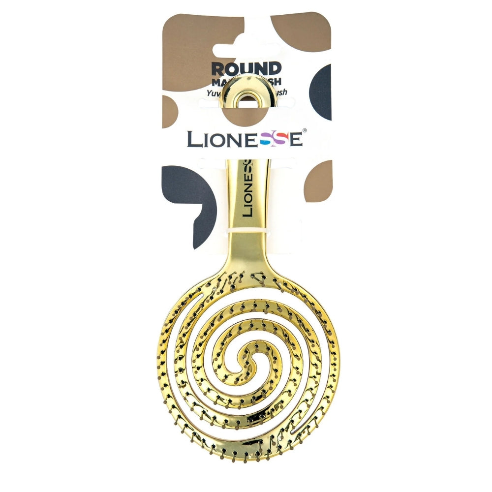 Lionesse Maze 8592 Gold Round Hair Brush for Volume