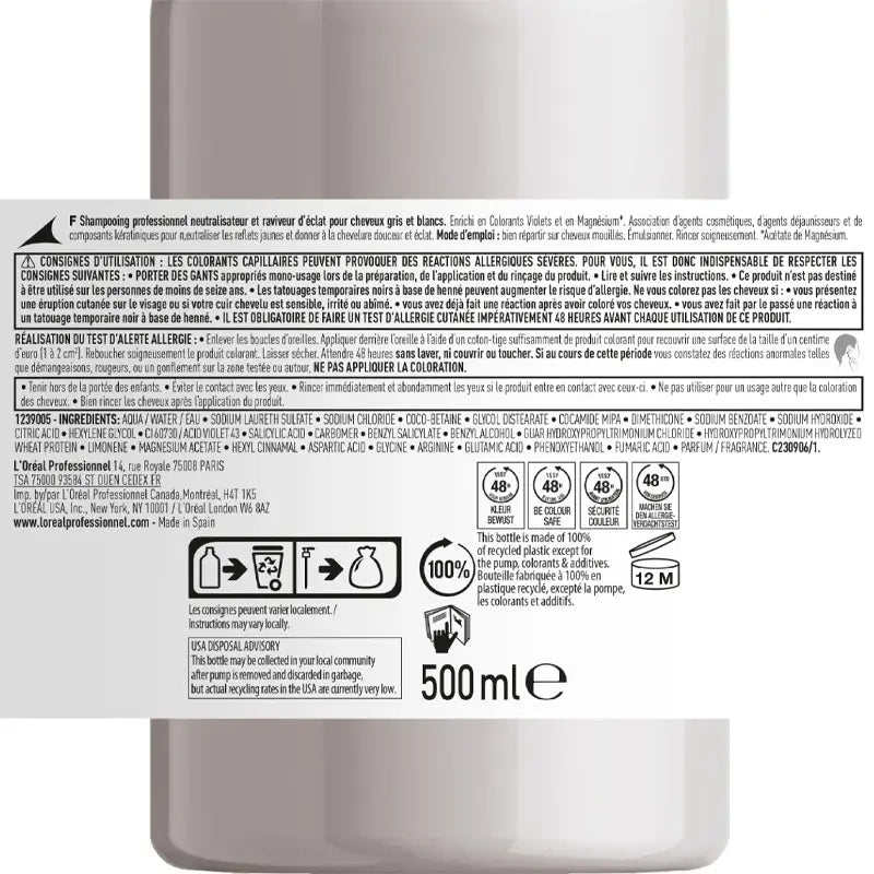 L'Oreal Professionnel Silver Shampoo Color Neutralizer 500ml
