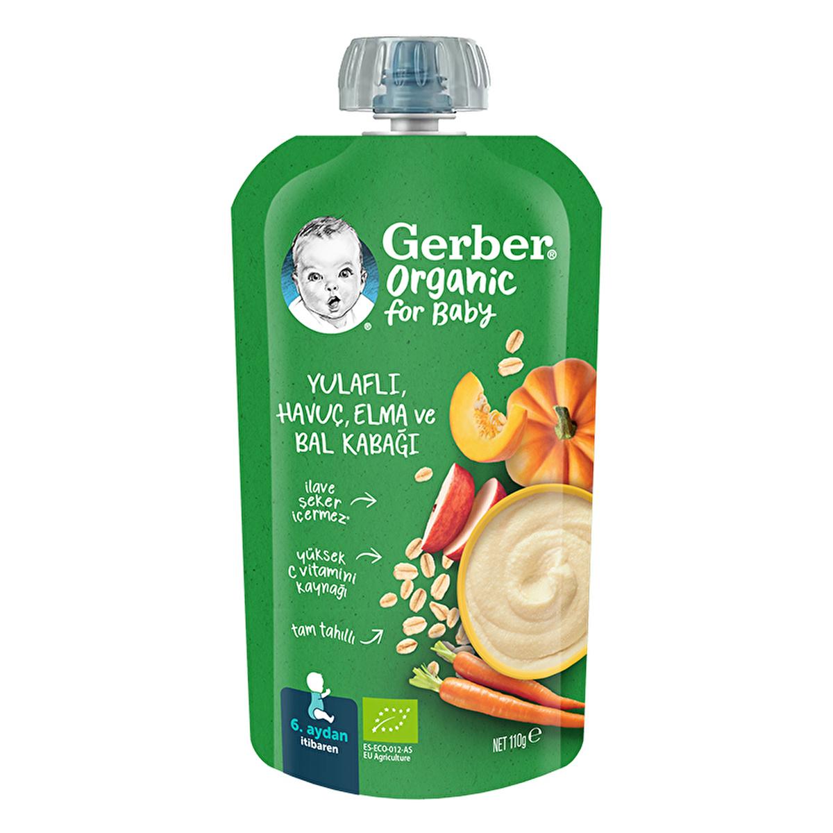 Gerber Organic Baby Food Puree - Oat, Carrot, Apple, Pumpkin & Mango, 110g, No Added Sugar, For Infants 6+ Months
