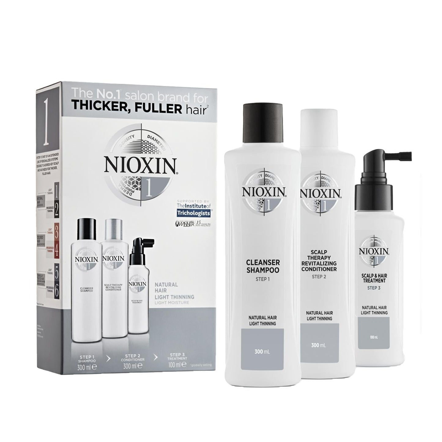 Nioxin Hair Care Set for Natural Hair - Anti-Hair Loss Products, Large Size Hair Care Routine for Thinning Hair