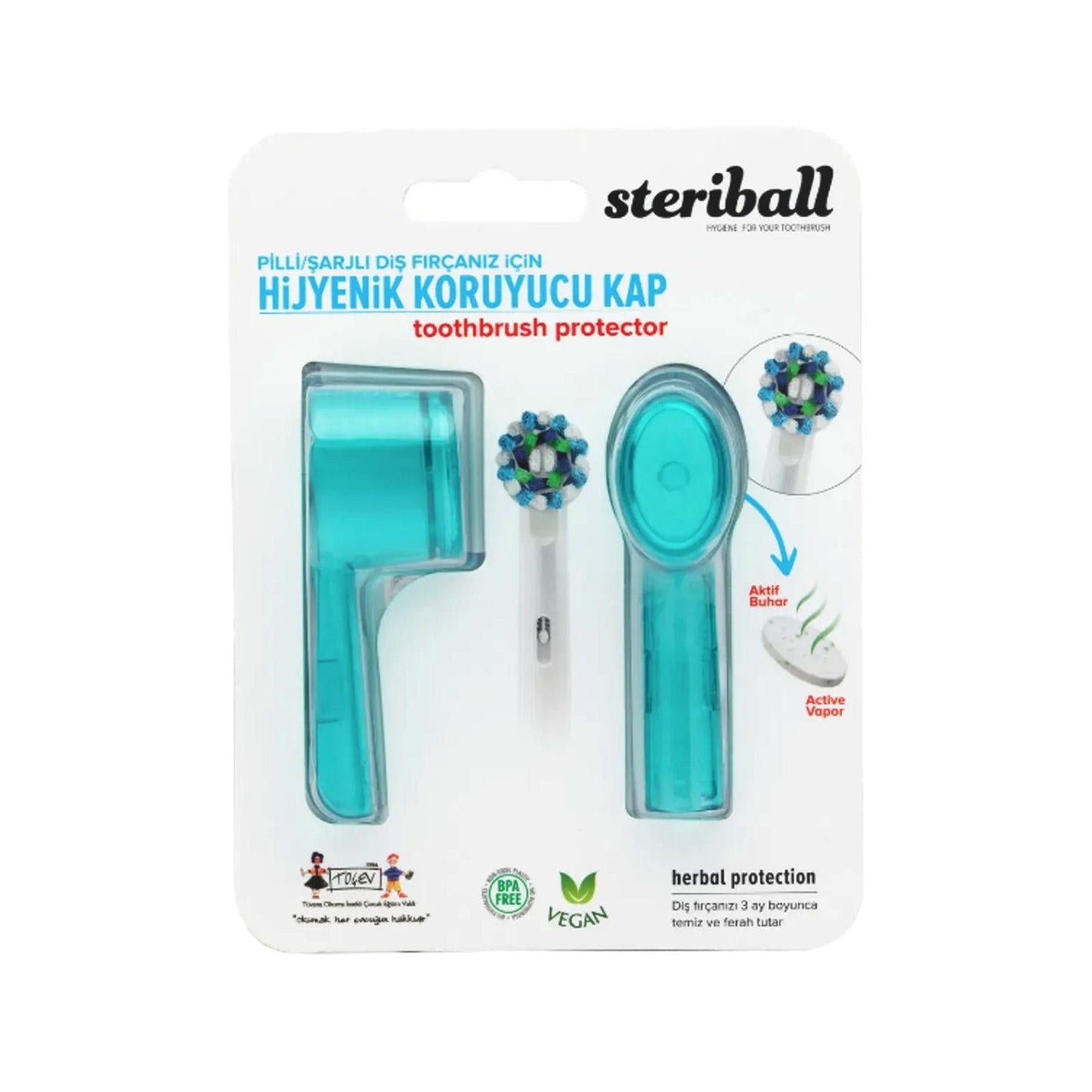 Steriball Turquoise Toothbrush Holder - Hygienic Storage for Steriball Toothbrushes, 2 Pack