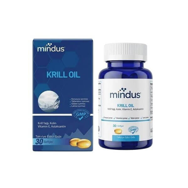 Mindus Krill Oil Dietary Supplement for Wellness 30 Softgels