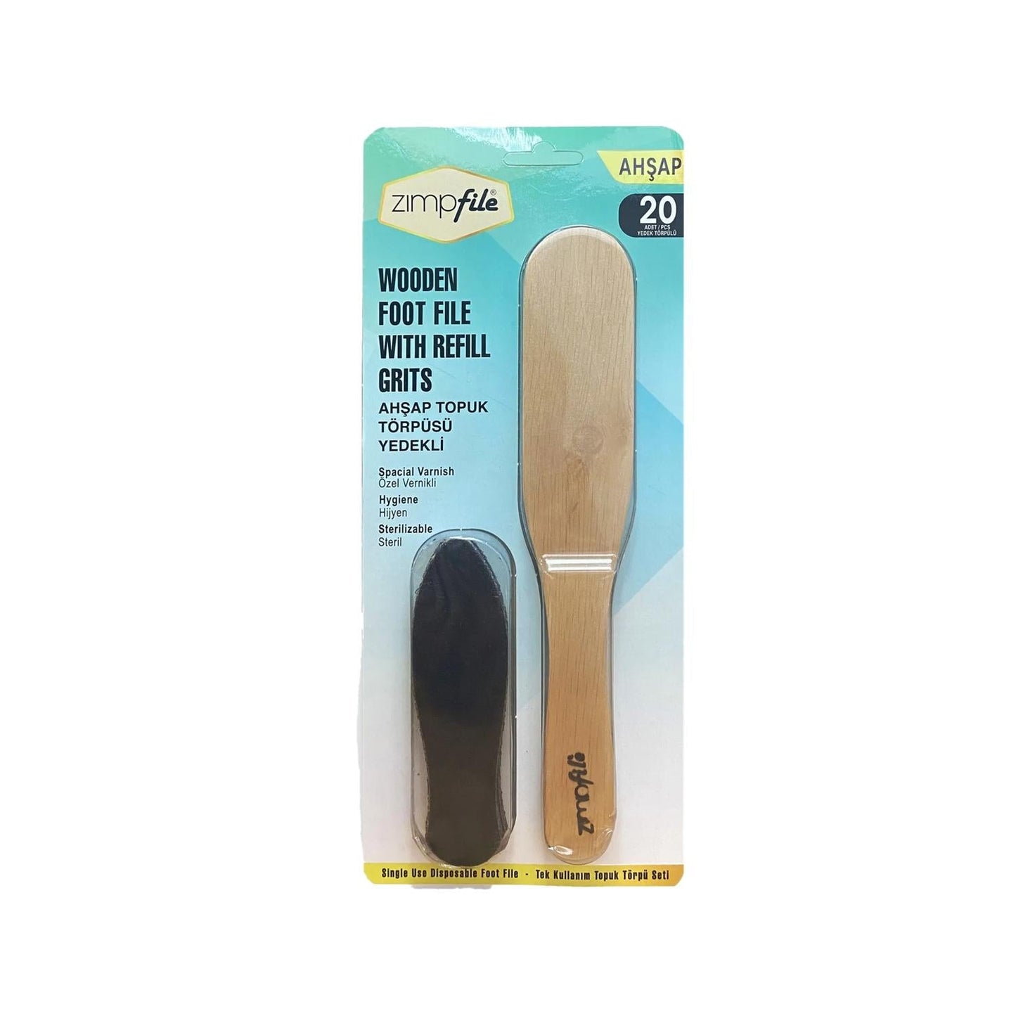 Zimpfile Disposable Wooden Foot File - Hygienic Foot Care for Smooth Heels, 20 Count