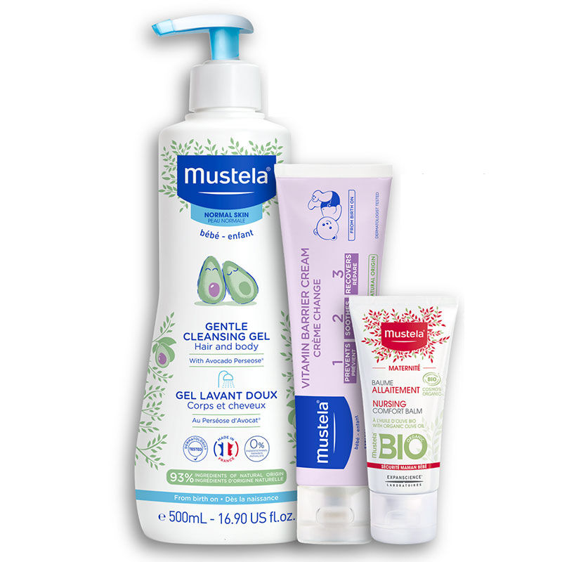 Mustela Mother & Baby Essentials Set with Gentle Cleansing Gel & Creams