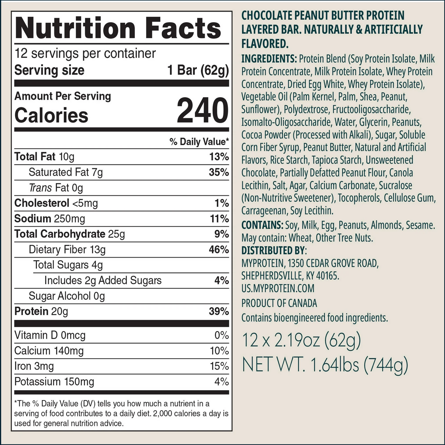 MyProtein Layered Protein Bar, Box of 12