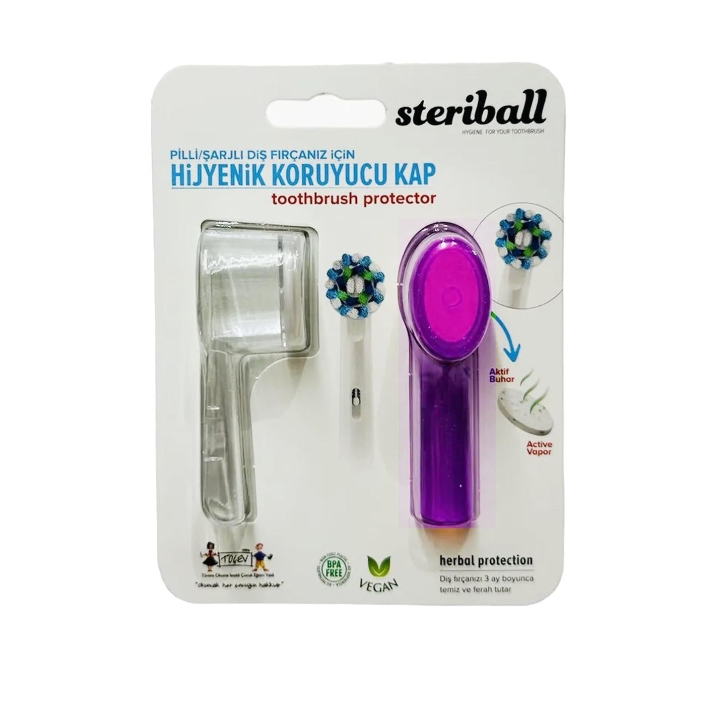 Steriball Hygienic Toothbrush Holder - Transparent & Turquoise, Electric Toothbrush Storage Solution