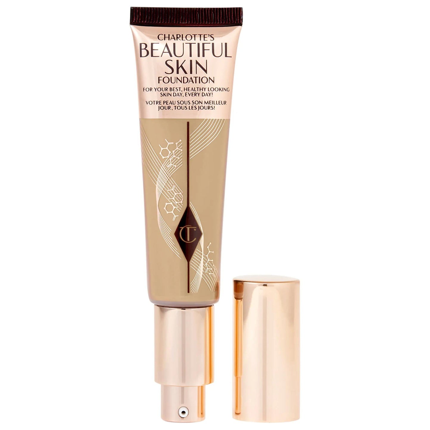 Charlotte Tilbury Beautiful Skin Medium Coverage Liquid Foundation with Hyaluronic Acid - 16 Hour Wear, Vegan & Cruelty-Free