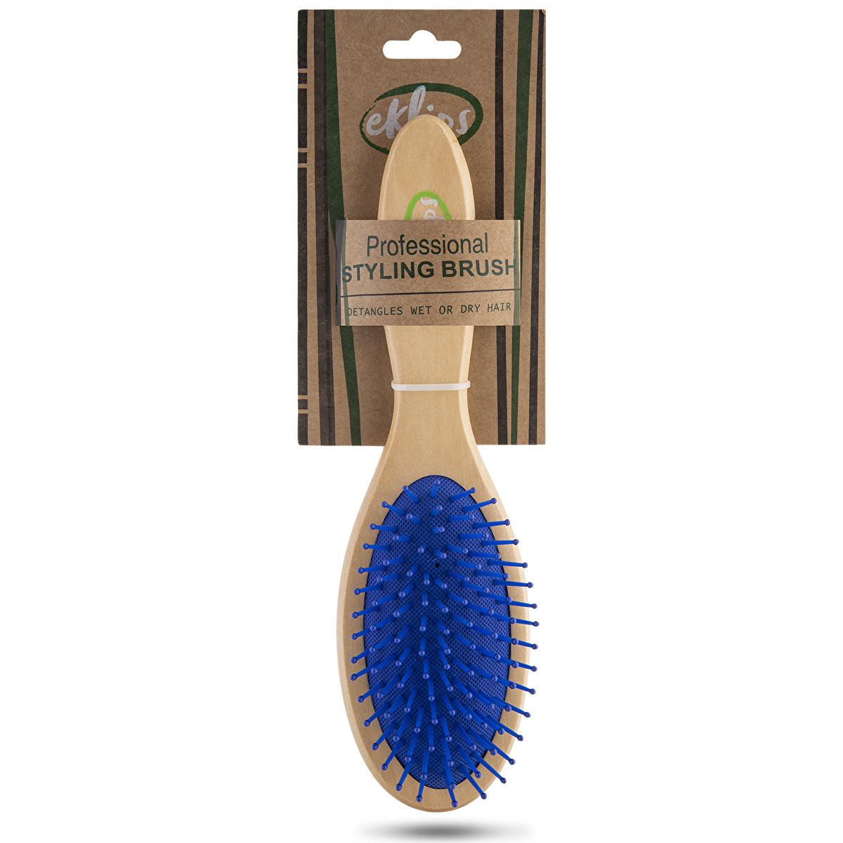 Eklips Natural Hair Brush ZC851 - Gentle Detangling, Ergonomic Wooden Handle, Promotes Hair Health