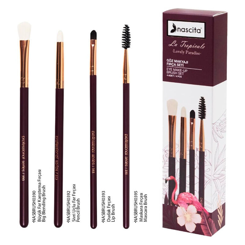 Nascita La Tropicale 4-Piece Eye Makeup Brush Set - Burgundy