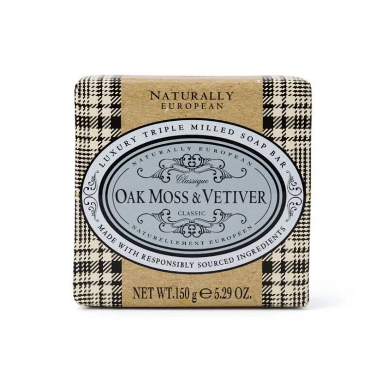 Naturally European Oak Moss & Vetiver Triple-Milled Soap 150g