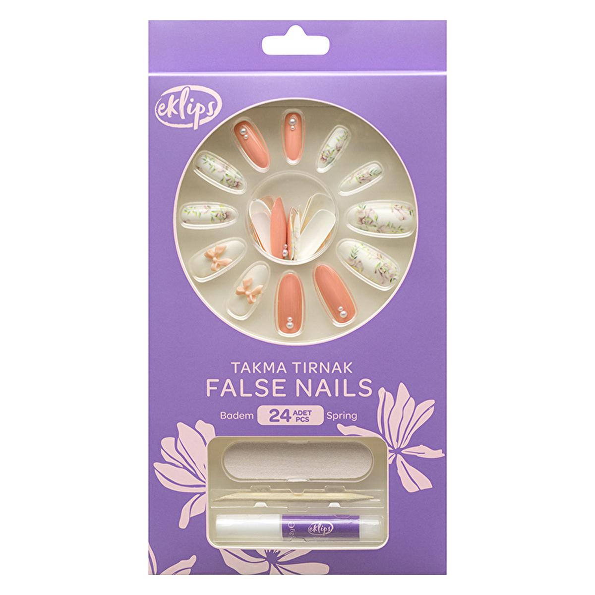 Eklips False Nails - Salon Quality Press On Nails, Easy Application, Customizable Almond Shape - 24 Pcs