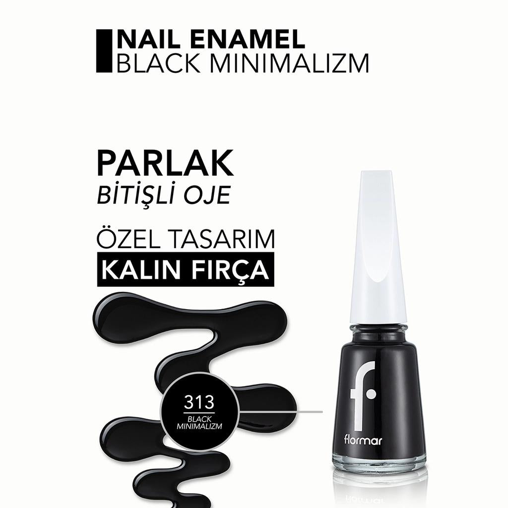 Flormar Black Minimalism Nail Enamel 313 Glossy Polish