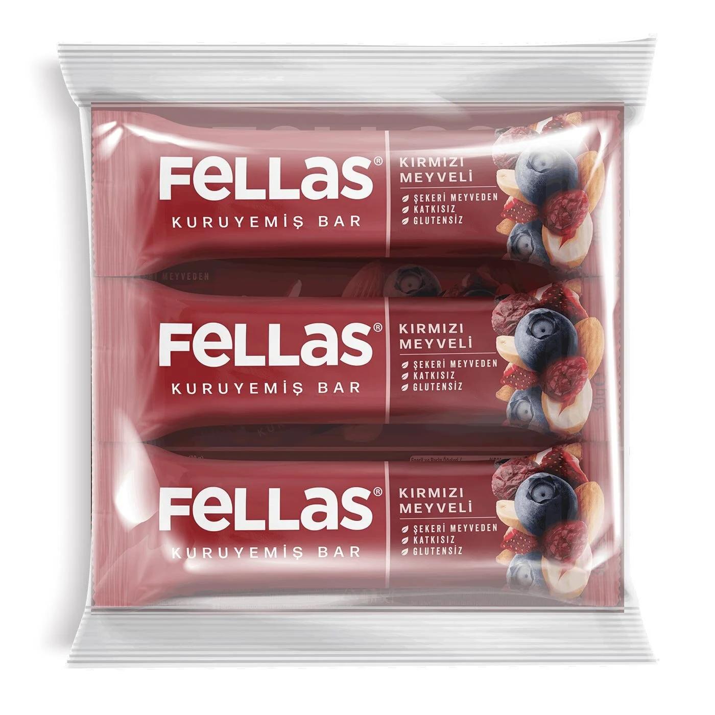 Fellas Red Fruit Nut Bar Gluten-Free Snack 3 x 30g