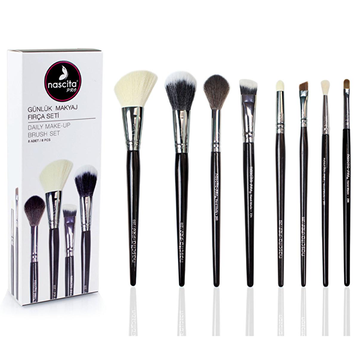 Nascita Pro 8-Piece Makeup Brush Set - Professional Precision Brushes for Eye and Lip Application