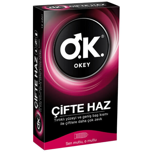 Okey Double Pleasure Ribbed & Dotted Condoms 10-Pack