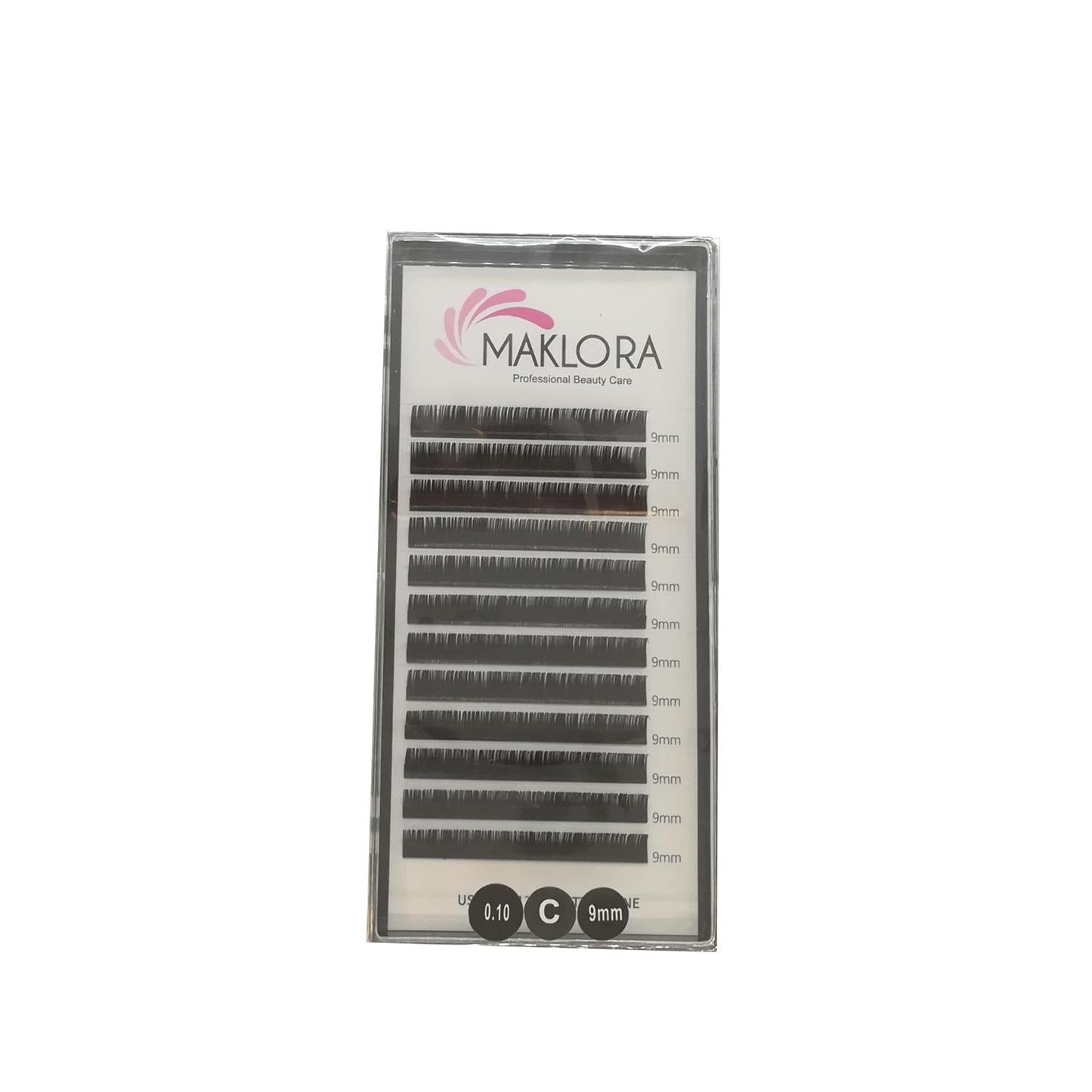 Maklora False Eyelashes C Curl 0.10 Thickness 9mm Length - Silk Material for Natural Enhancement