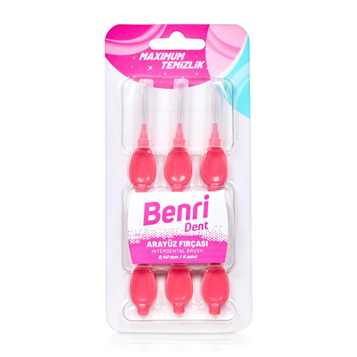 Benri Interdental Brush Pink 0.40 mm - Effective Oral Hygiene Tool for Dental Work and Orthodontic Care