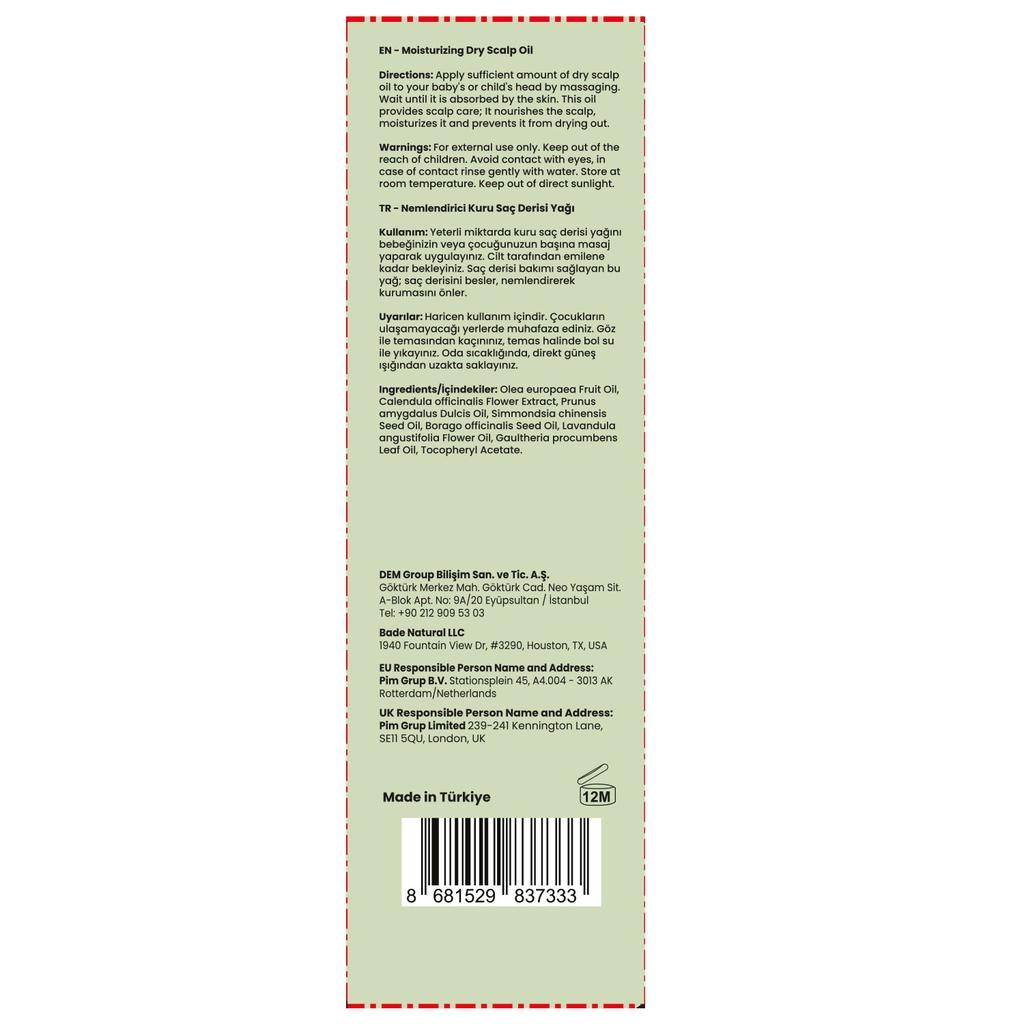 Bade Natural Cradle Cap & Dry Scalp Baby Oil 50 ml