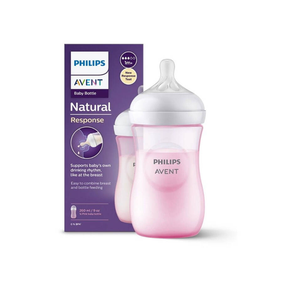 Philips Avent Natural Response Baby Bottle Pink 260 ml