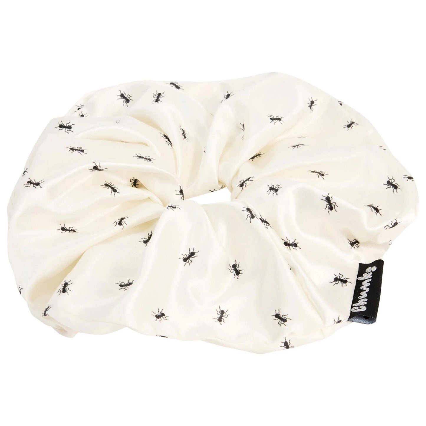 Silk Silky Large Silk Hair Scrunchie in Ants Pattern – Protects Hair, Prevents Breakage & Creases - Gentle Hair Tie for All Hair Types