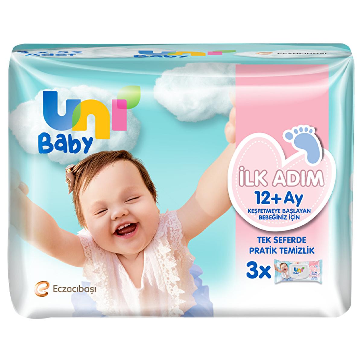 Uni Baby Hypoallergenic Baby Wipes - Soft, Chemical-Free, Gentle on Skin (3 x 52 Wipes)