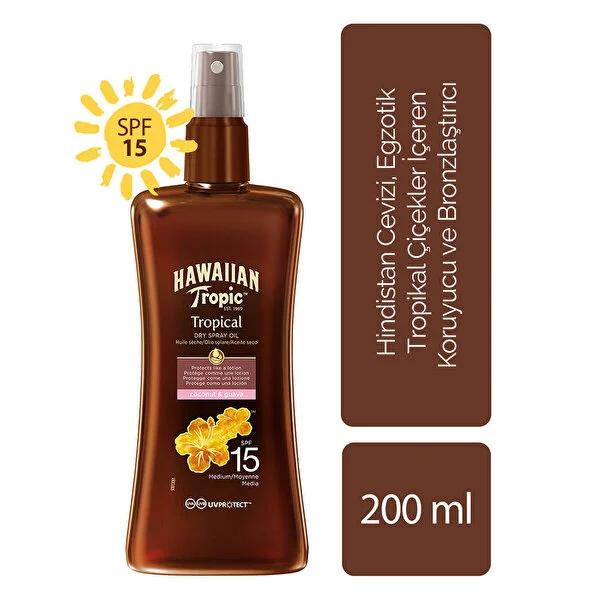 Hawaiian Tropic Sunscreen Spray SPF 15 - Tropical Scent, UVA/UVB Protection - 6.76 fl oz