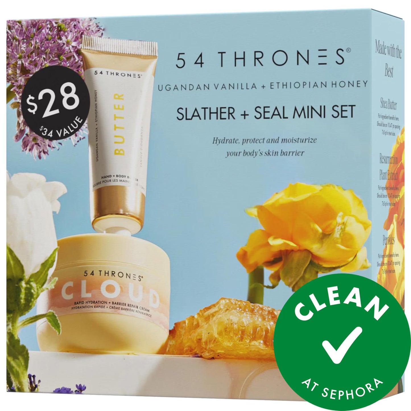 54 Thrones Slather + Seal Mini Set - Hydrating Body Moisturizer with Peptides & Hyaluronic Acid for Dry Skin