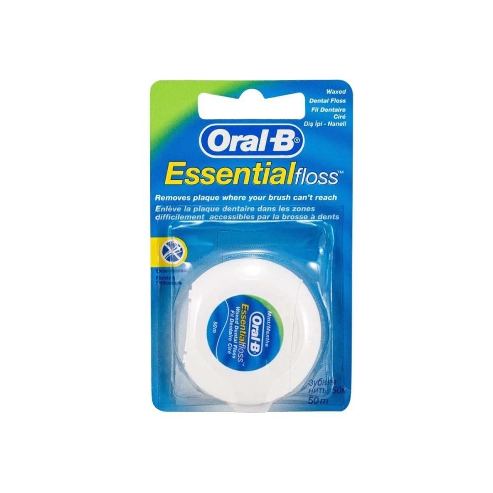 Oral-B Essential Floss - Waxed Dental Floss for Effective Oral Hygiene with Mint Flavor