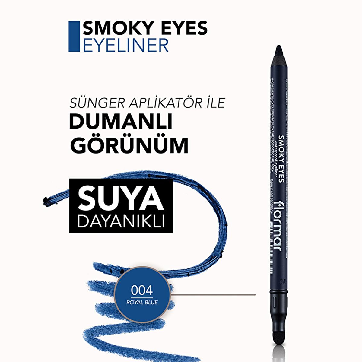 Flormar Smoky Eyes Waterproof Matte Eyeliner - Royal Blue, Long-Lasting, Smudge-Proof, Intensive Pigment