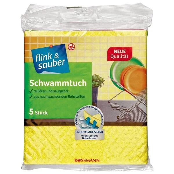 Flink & Sauber Colorful Cleaning Sponges - 5 Pack, Highly Absorbent & Durable