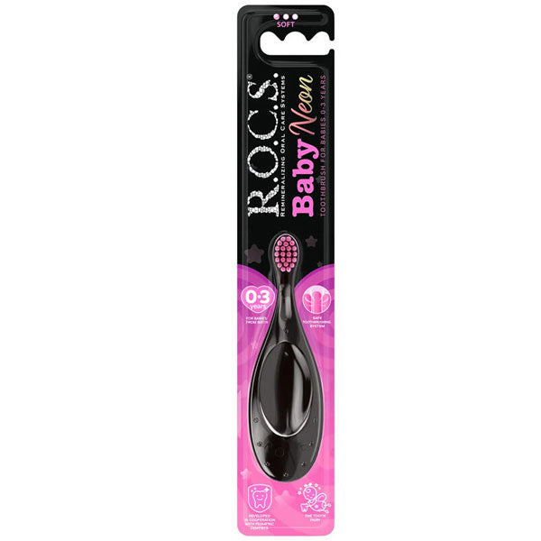 ROCS Baby Neon Toothbrush with Soft Bristles for Ages 0-3