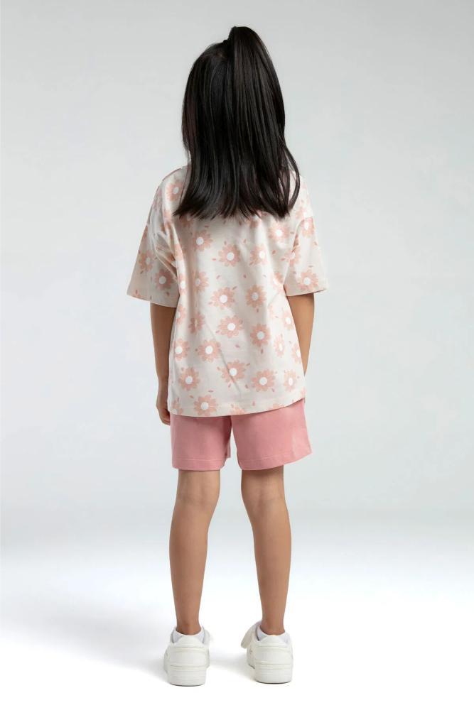 Roly Poly Girls Shorts Set Beige Breathable Cotton Blend