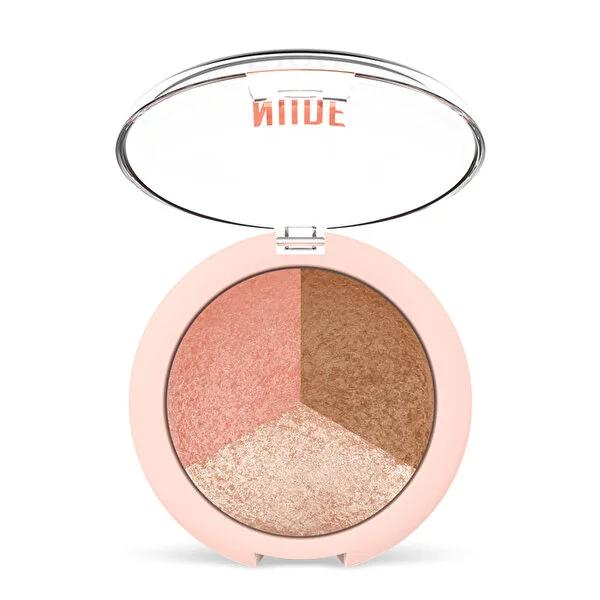 Golden Rose Makeup Trio Set - Bronzer, Highlighter, Blush for Natural Look