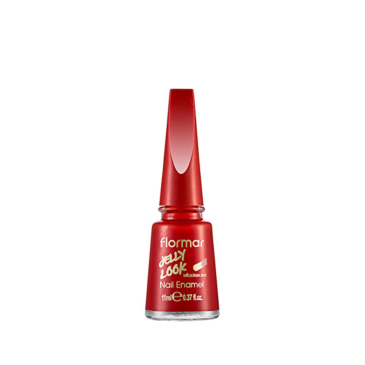 Flormar Scarlet Jelly Nail Polish: High Shine, Gel Effect, Long Lasting, Intense Pigment - Red Jelly Polish