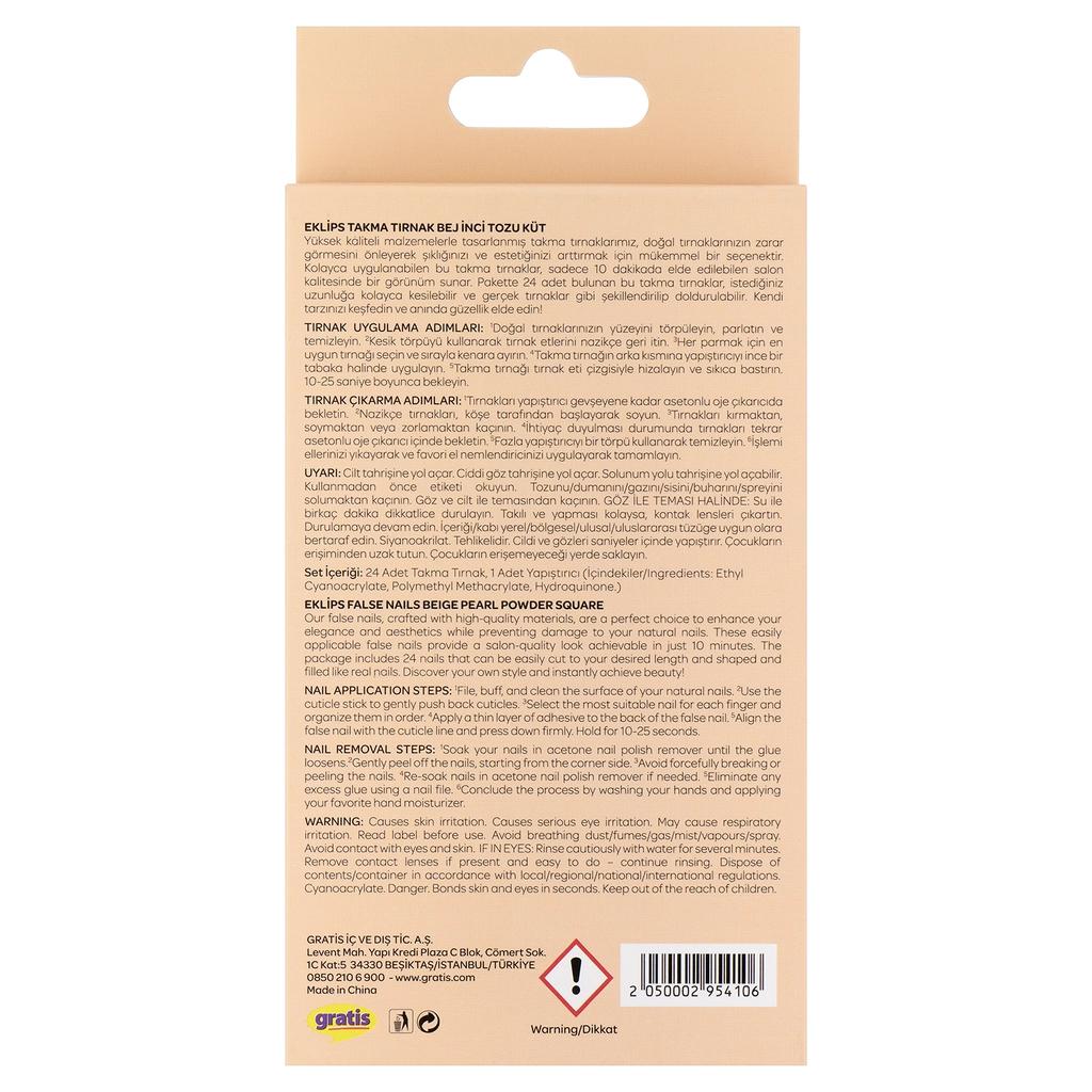 Eklips Pearlescent Beige Square Press-On Nails 24-Pack