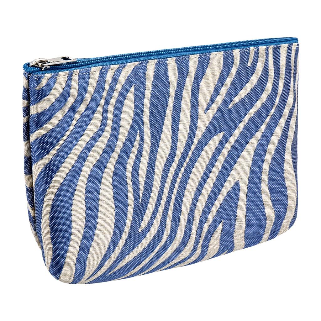 Eklips Blue Zebra Makeup Bag with Zipper