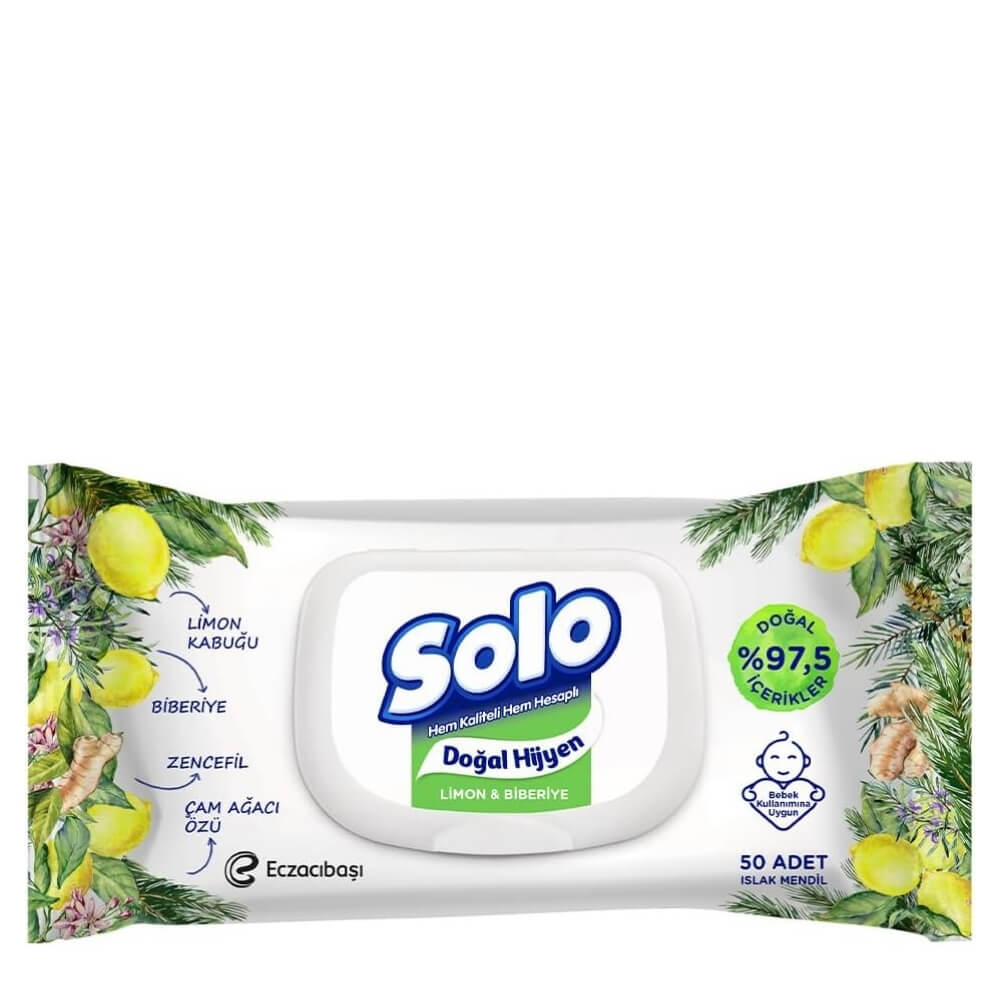 Solo Rosemary & Lemon Wet Wipes for Daily Freshness 3x50 Pack