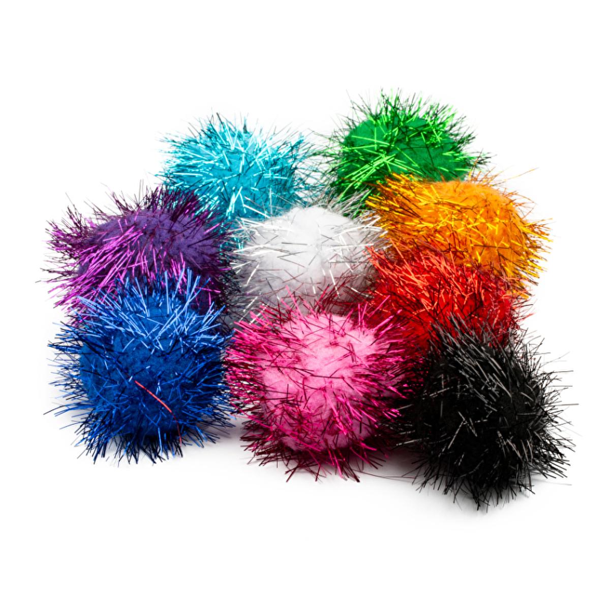 Lino Ponpon - 50mm Metallic Craft Ponpons, 20-Pack - Ideal for DIY Crafts, Art Supplies for Children & Handicraft Lessons