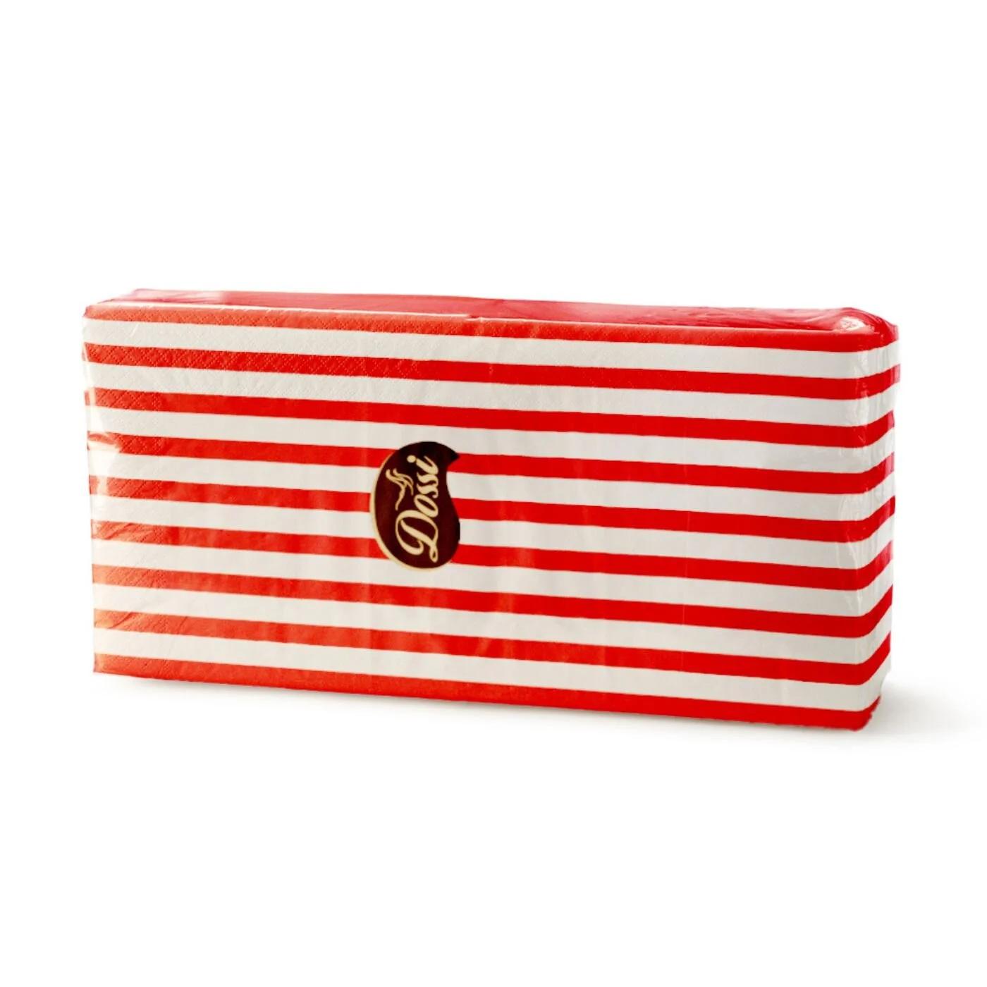 Dossi Bistro Red Striped Paper Napkins for Dining, 45 Count