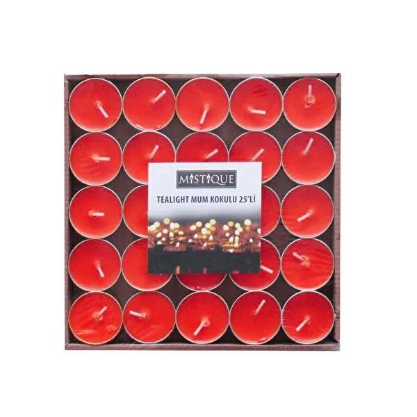 Mistique Red Tealight Candles - 25 Count, Cream Scent, Ambient Lighting