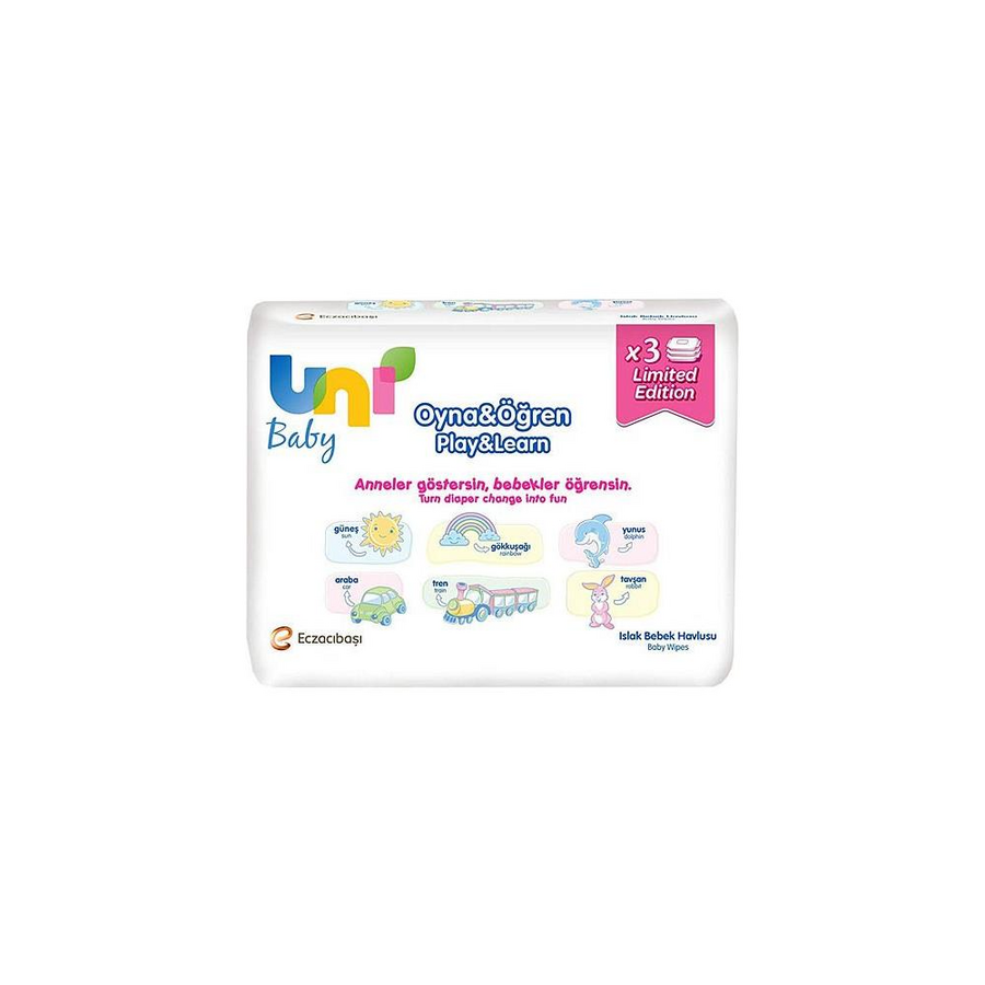 Uni Baby Active Play & Learn Wet Wipes 3-Pack 156 Count