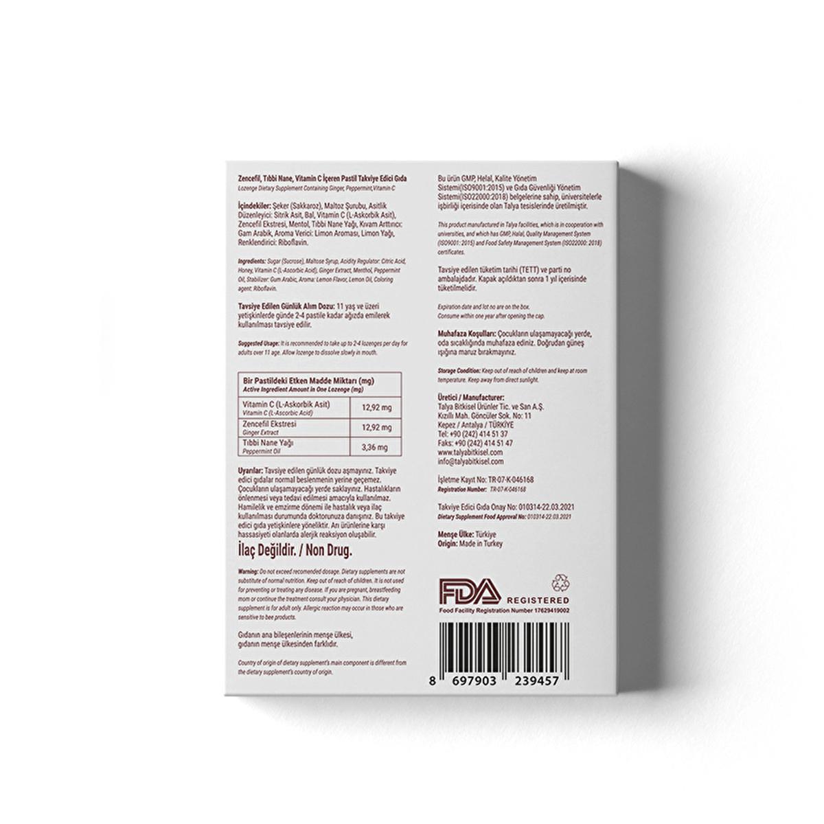 Alvin Herbal Pastilles with Vitamin C, Ginger & Mint - Natural Immune Support Supplement